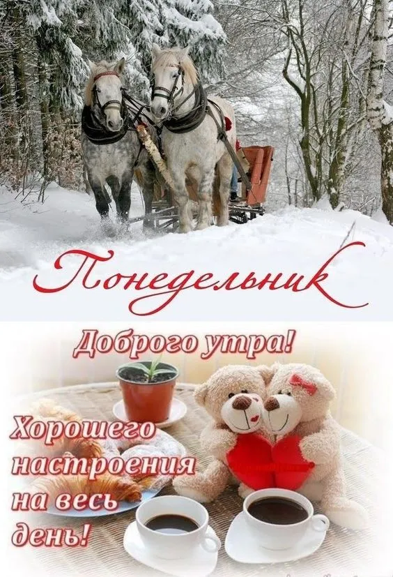 Картинки "Доброе утро понедельника". Зимние картинки Утро понедельника