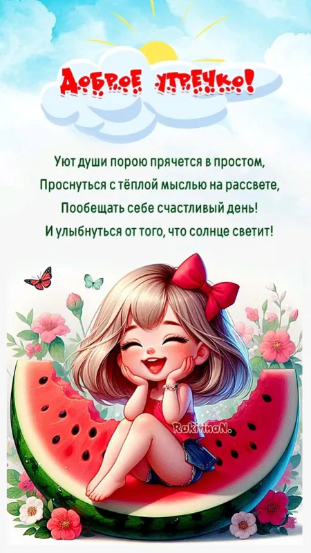 Картинки С добрым утром августа. Доброе утро августа - картинки с арбузом