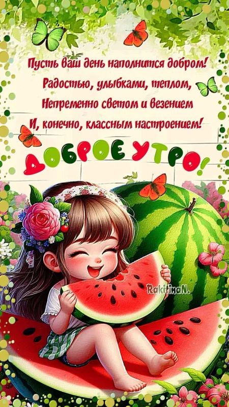 Картинки С добрым утром августа. Доброе утро августа - картинки с арбузом