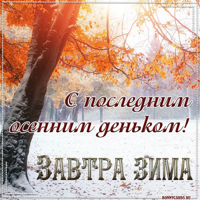 Картинки с последним днем осени . Картинки "С последним днем осени" прикольные